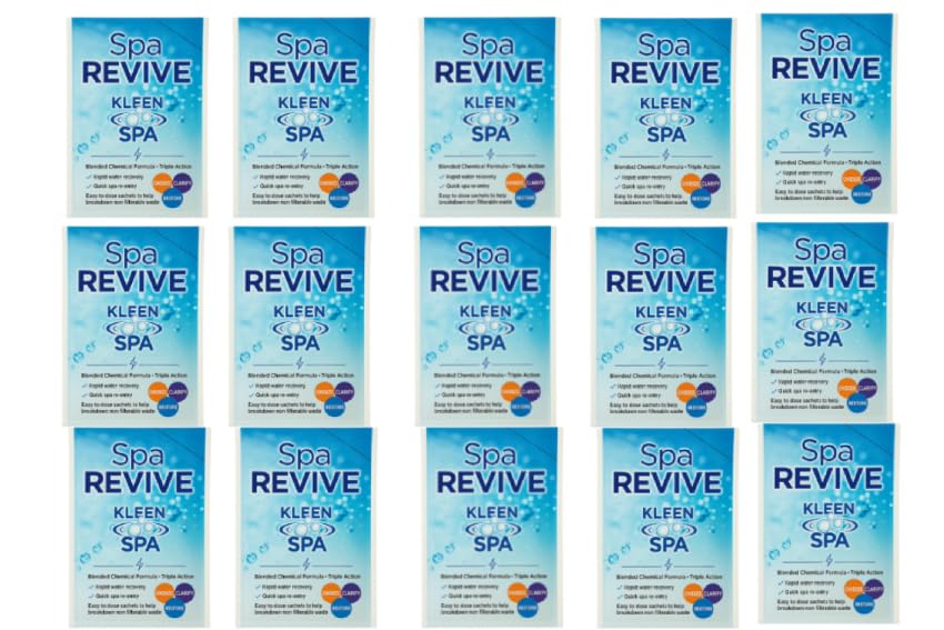 15 x Kleen Spa Revive Hot Tub Shock Treatment 35g Sachet - Spa Shock Treatment for Hot Tubs with Triple Action Formula