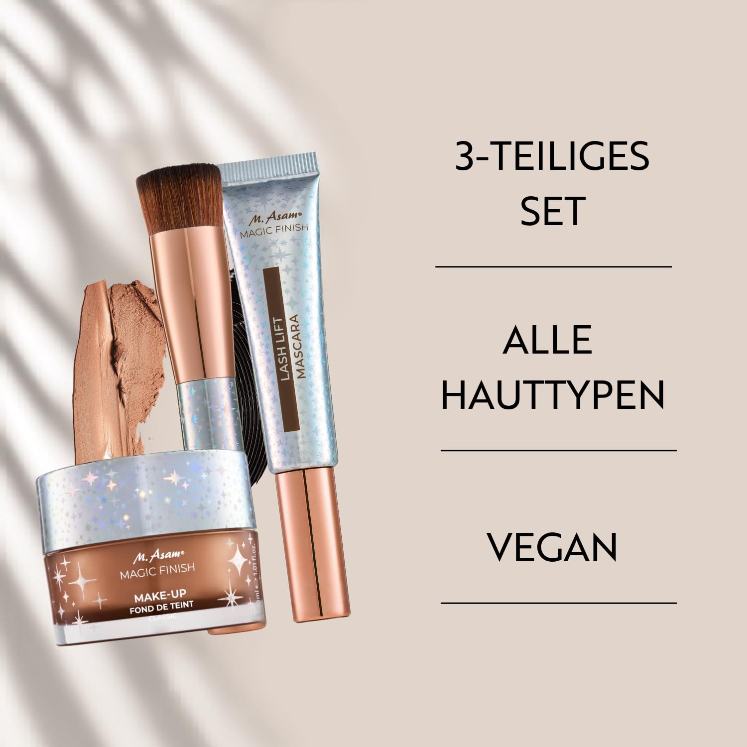 M. Asam Magic Finish Christmas Star Set (3-teilig) | Make-up Set mit Magic Finish Mousse, Lash Lift Mascara und Foundation Pinsel