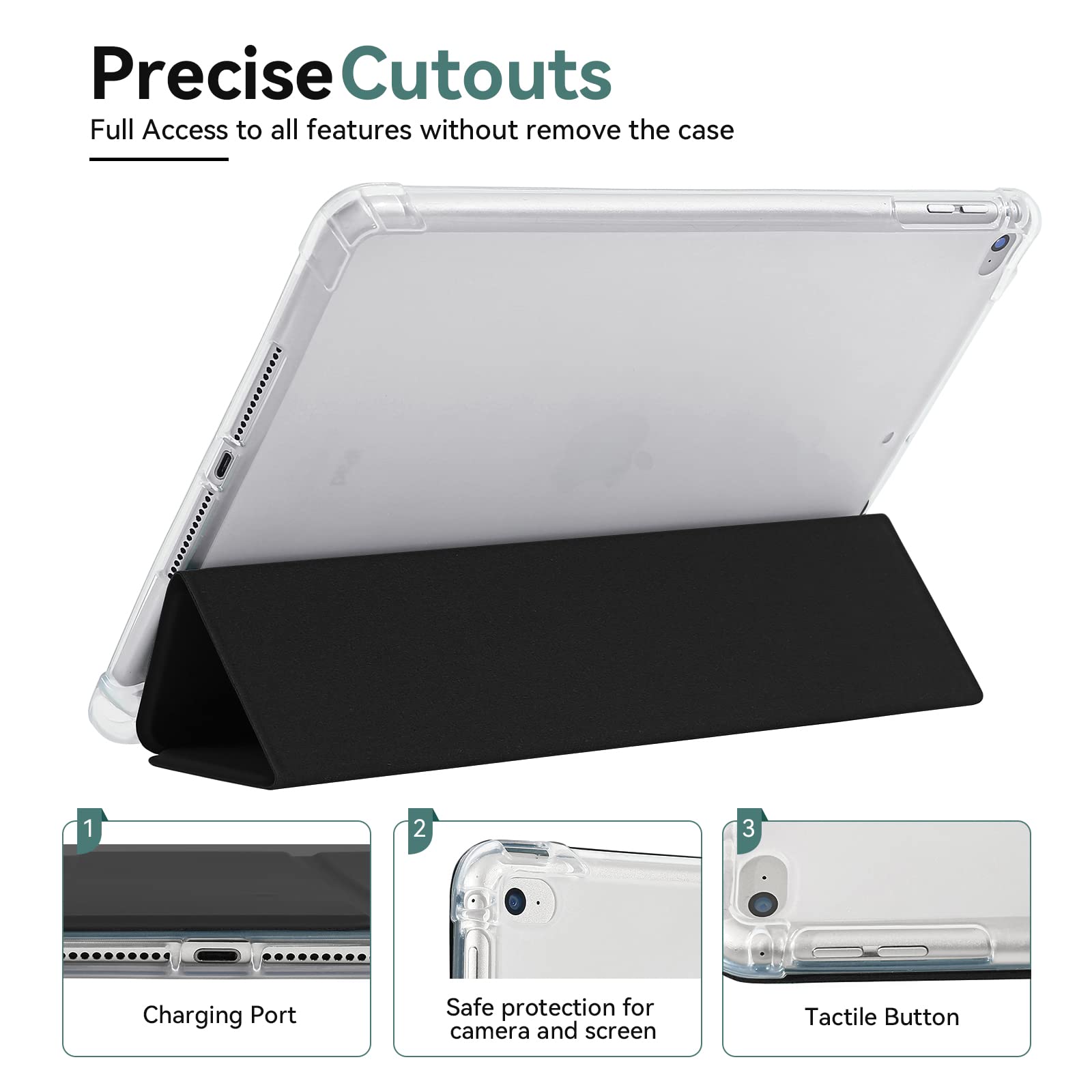 Custodia In Pelle Per IPad 9.7 Con Supporto E Portapenne - Compatibile 2a/3a/4a/5a/6a Gen