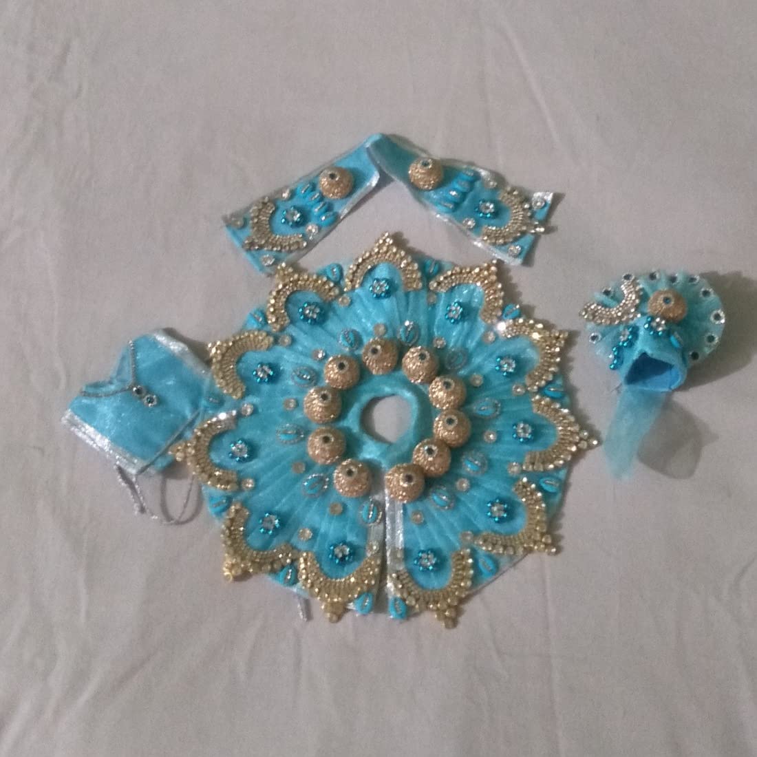 DAU JI DAMODAR JANMASHTAMI SPECIAL LATEST DESIGNED DRESS for LADDU GOPAL JI (Sky Blue) (set of 1 complete dress of Laddu Gopal ji) (For 07 no. Laddu Gopal Ji)