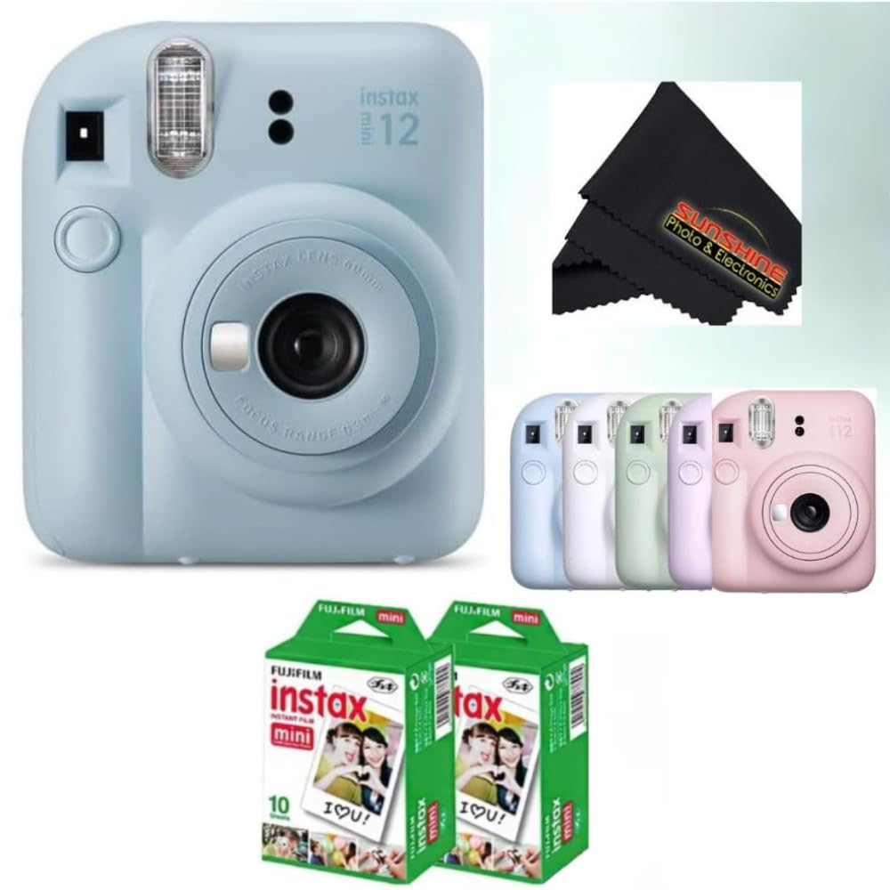 Fujifilm Instax Mini 12 Instant Camera (Pastel Blue w/Twin Pack)