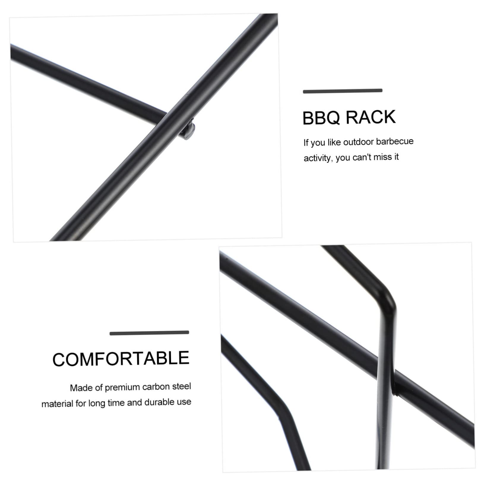 Graticola per Barbecue in Acciaio al Carbonio, Nera, Leggera e Portatile | Pratico Supporto per Grigliata All'aperto, Uso in Attività Barbecue, Formato Compatto, 1 Pezzo