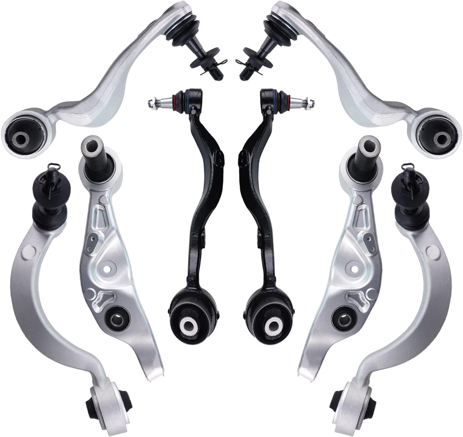 8Pcs Front Suspension Kit Left Right Upper Lower Forward Rearward Control Arm w/Bushings Ball Joint Replacement for 2007-2017 Lexus LS460 RWD -4861059095 4861059135 MS861076