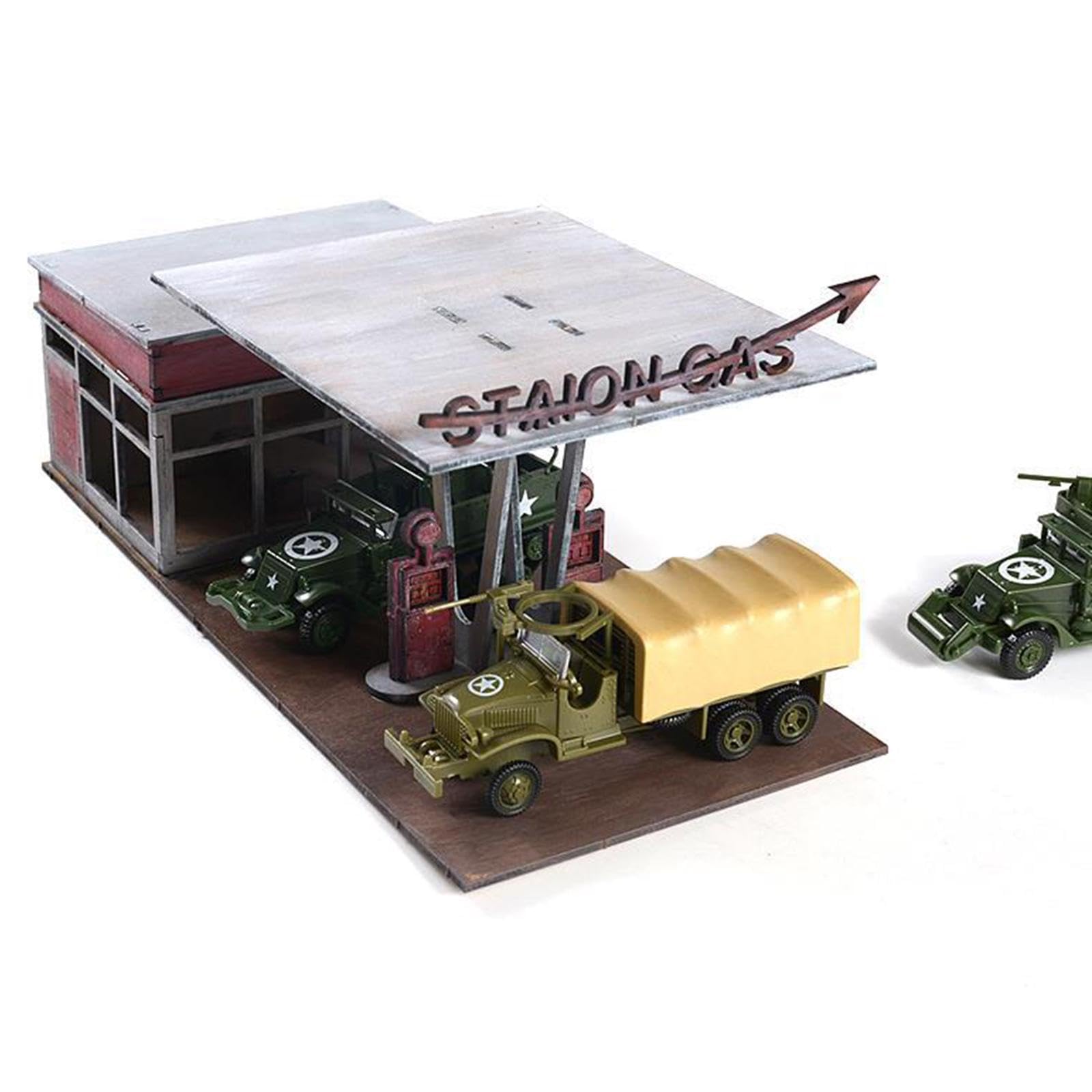 Maqueta de Gasolinera a Escala 1/64 Y 1/72 para Construir, con Fines Educativos Y de Bricolaje.