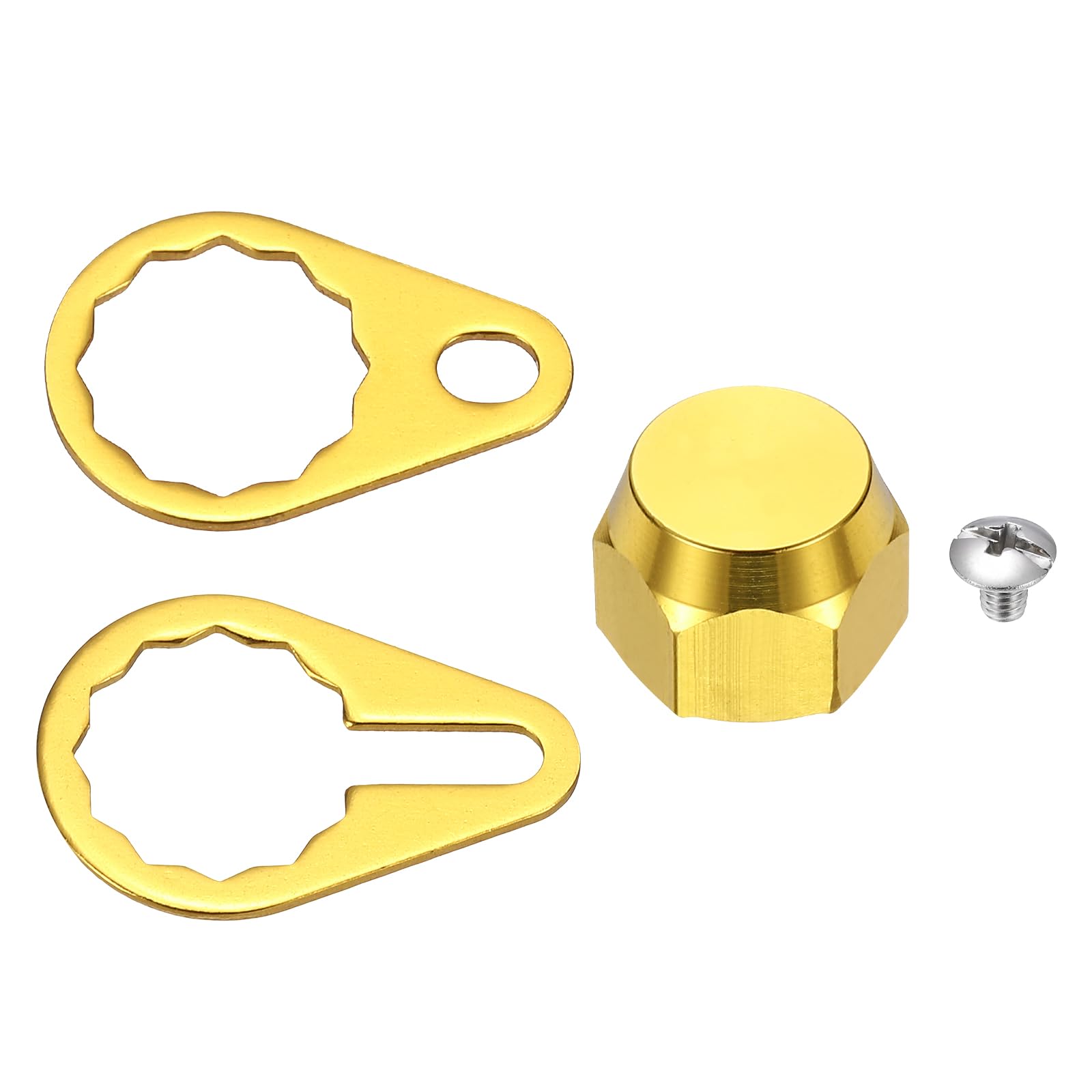 YELARXI Fishing Reel Screw Nut Caps, M7 Left Handle Knob Locking Plate Nut Replacement Part - Fitting For(DIY/Fishing/Repairing Accessories), Gold