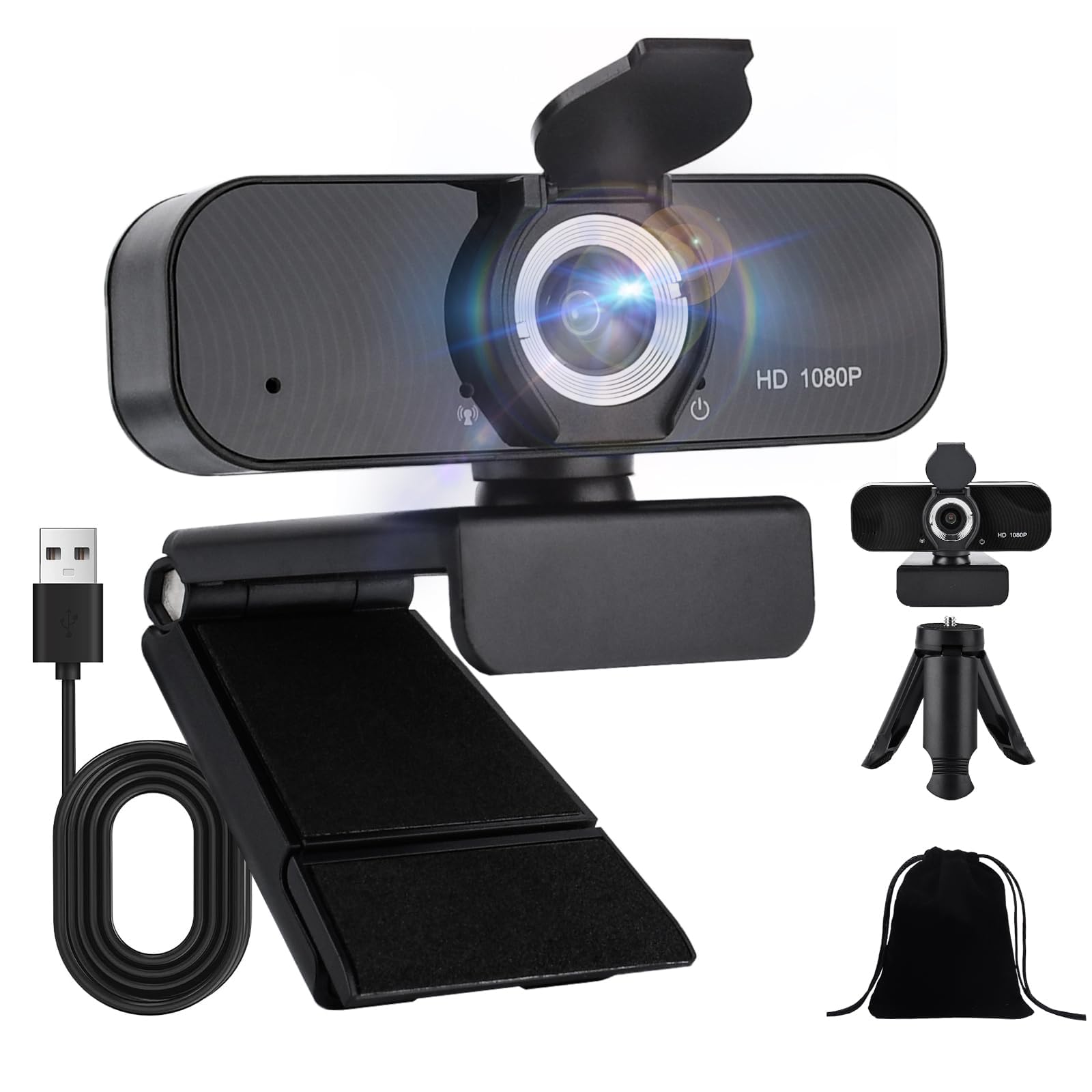 Webcam 1080p,PC Cámara Web,Cámara Web USB,Cámara Web de Transmisión,Cámara Webcam para PC Webcam,Uhd Webcams para Conferencia,Videollamada,Transmisión en Vivo y Aprendizaje