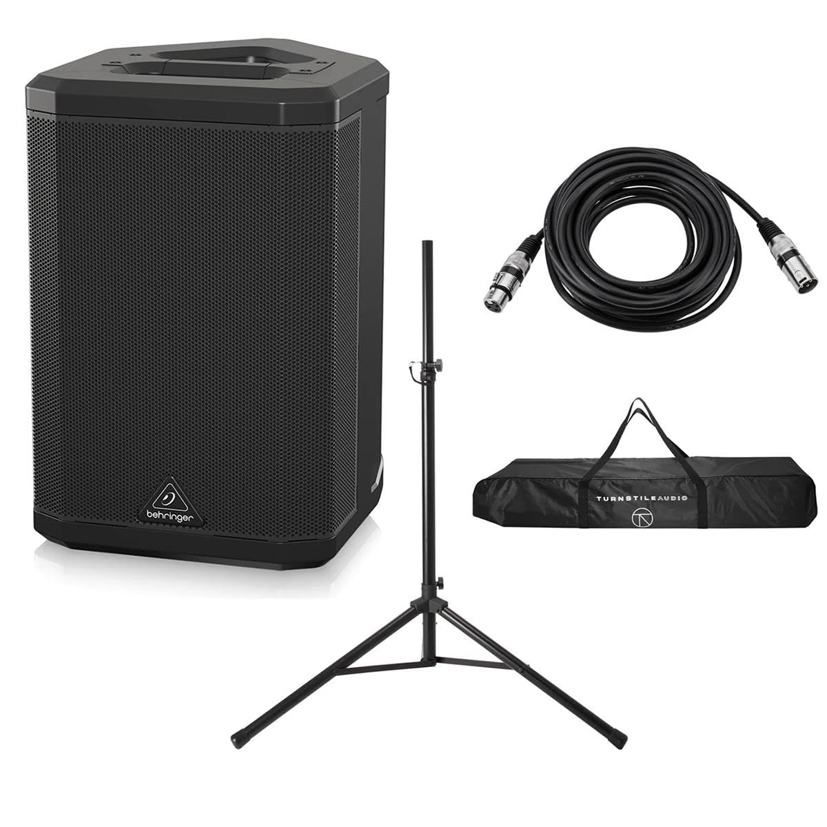 B1C 200W All-in-One Portable PA Bluetooth Speaker, Bundle with Height-Adjustable Stand and 25' XLR Male to Female Microphone Cable
