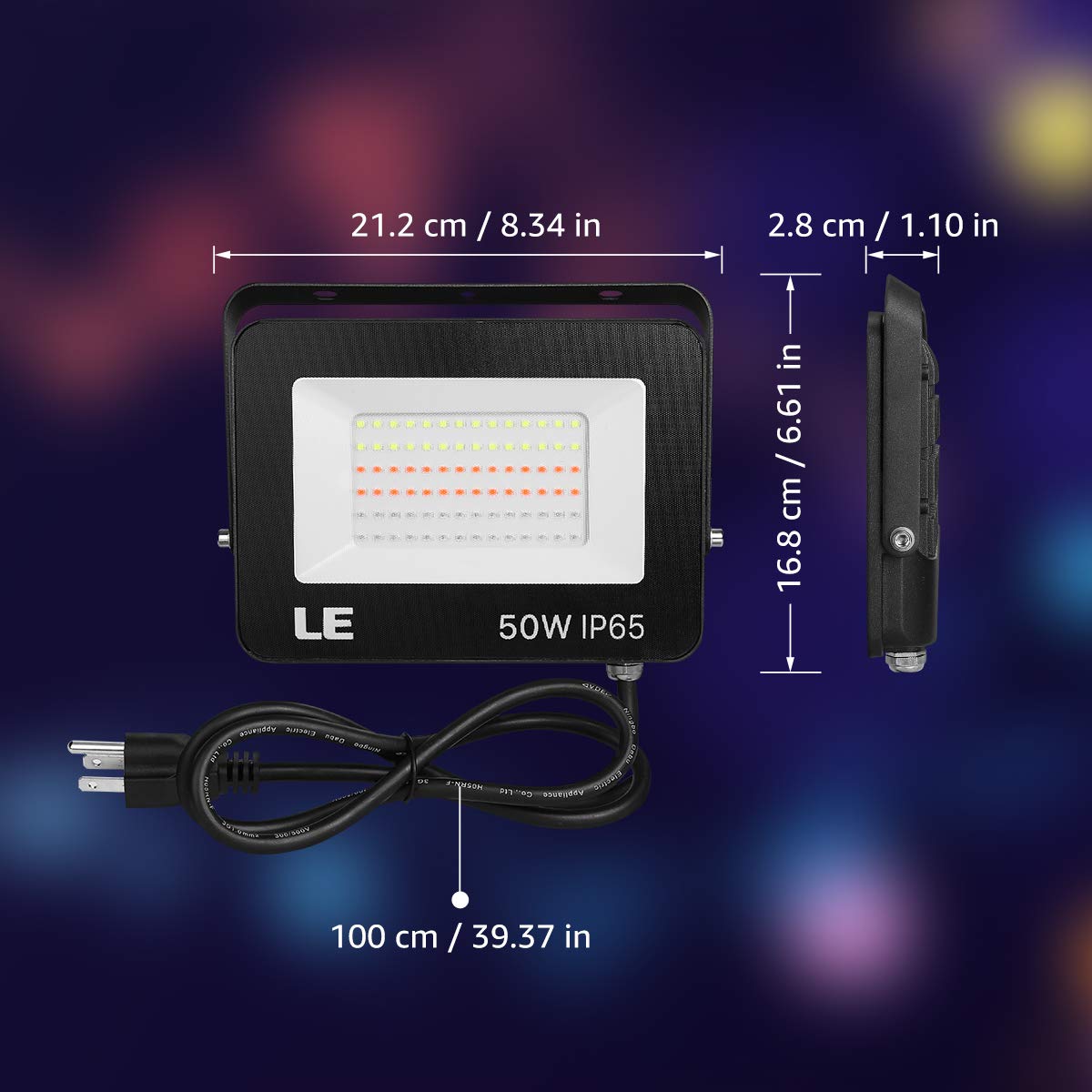 Lepro 50W LED Strahler RGB mit Fernbedienung, IP65, 2 Stück | LED Fluter mit Memory-Funktion, Dimmbar Farbwechsel Außenstrahler, IP65 Farbig Außenlampe, Bunt Flutlicht für Garten