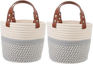 TOYANDONA 2 Peças Cesta De Mão De Corda Cesta Boho Cestas De Lavanderia Dobráveis Pequenas Mini Cestas De Corda Cestas De Corda Cesta De Armazenamento De Artigos Diversos Organizador De