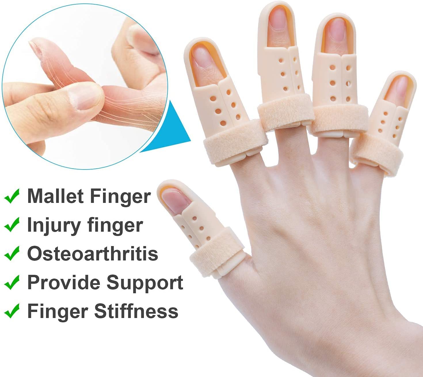 Sumifun Stack Splints, 5 PCS Finger Splint for Pinky, Slim Finger