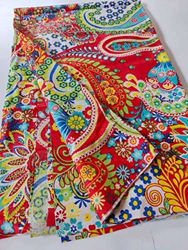Image of Floral Printed Cotton Fabric Cloth Hand Block Print Fabric Women Material Running Jaipuri Hand Block Printed Women Dress Material Kurtis Natural 44 inch Inches Width 2.5 Meter (Pattern 26)