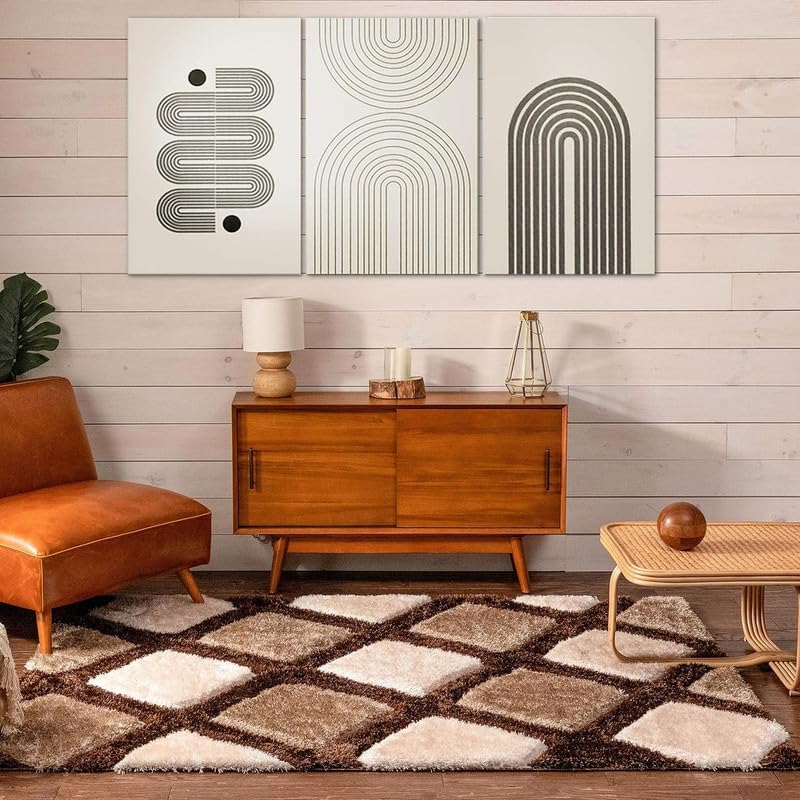 Image of Carpet for Living Room 5X7 FEET Modern Soft Shaggy Carpet Thick, Fluffy & 2 inch Pile Shag Rug for Your Kids Room, Bedroom & Livingroom (Brown Black)