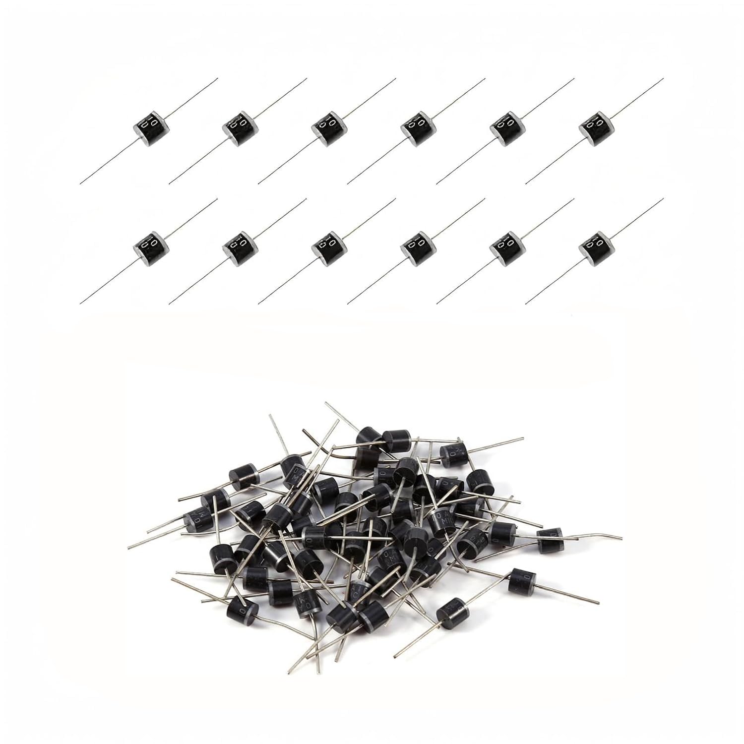 Schottky Lot de 30 diodes de redresseur 10 A10 - Diode de silicium haute tension - 1000 V - Diode de blocage 10 A - Pour projets électroniques DIY, construction de bloc d'alimentation, redressement du
