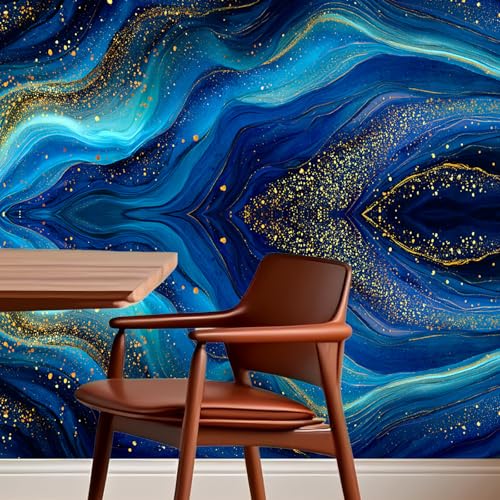 Image of Nuxovilar Blue Agate Marble Wallpaper Peel Stick Vinyl 15.75x39.37