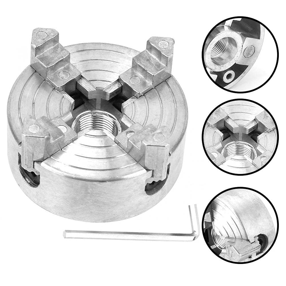 Mandrino 4 griffe per Trapano in lega di zinco Mini tornio Mandrino M12 * 1 Mandrino Trapano elettrico a mano Biella Utensile elettrico per mini tornio in metallo