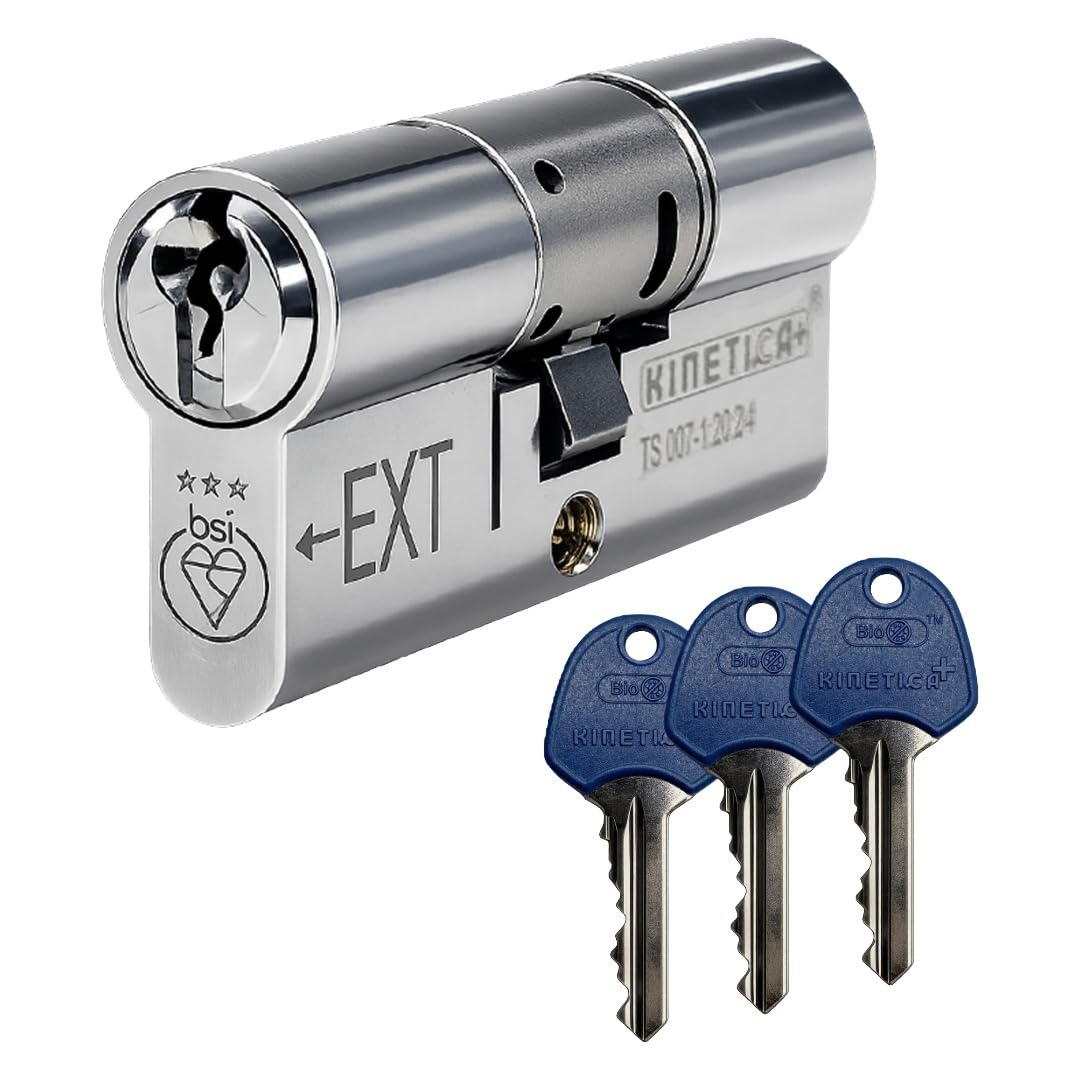 UAP TS007 3 Star Euro Cylinder Lock, 3 Keys (Chrome, 55/55 (110mm))