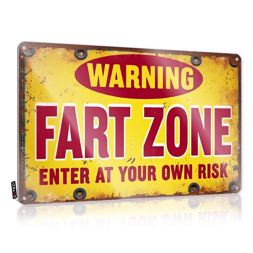 Metal Man Cave Decor Warning: Fart Zone. Enter At Your Own Risk. Tin Sign Funny Kitchen Signs Man Cave Bar(30X40CM)
