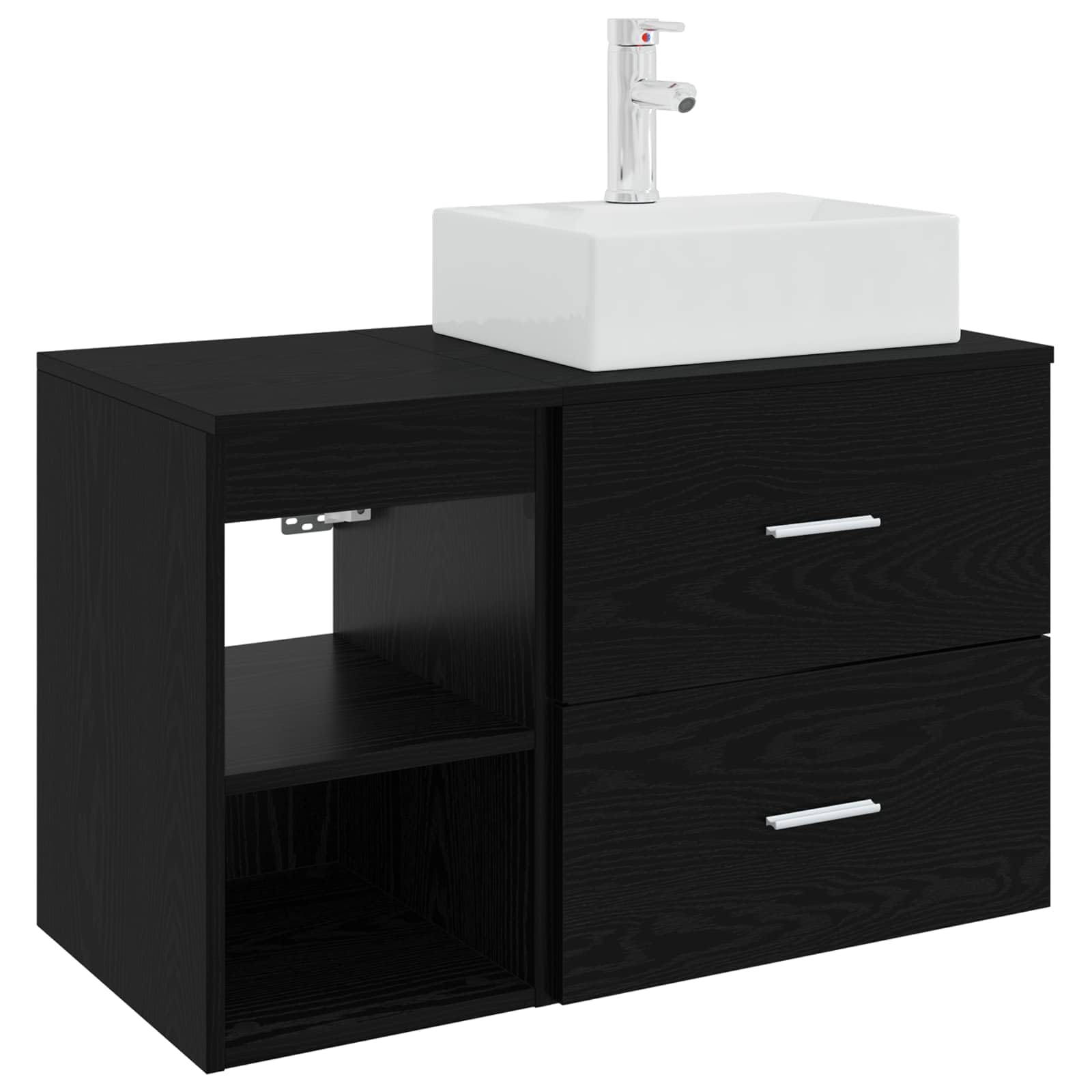 Juego de muebles de baño (2 unidades, madera de roble negro)