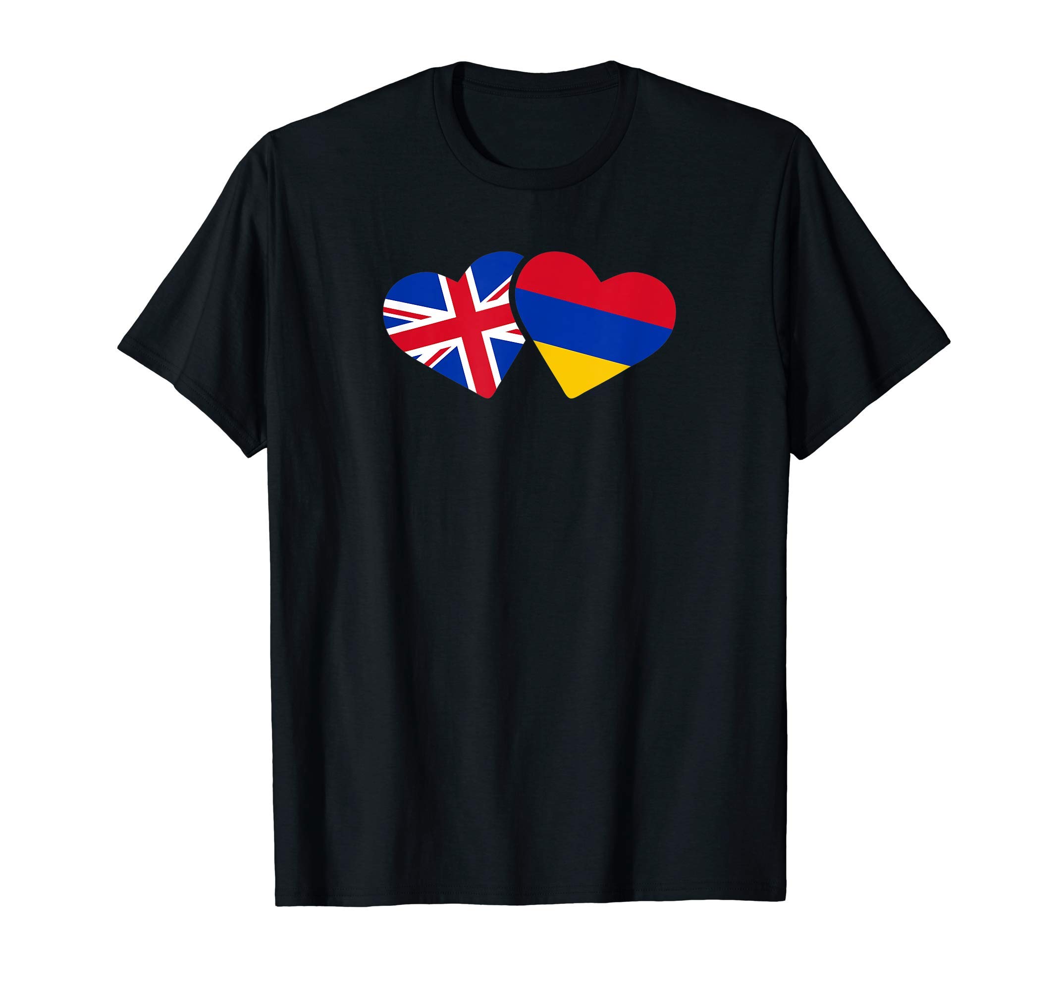 UK Armenia Double Heart TShirt Men Women Kids GiftUK Armenia Flag T Shirt Heart British Armenian Love Cute T-ShirtOEKO-TEX STANDARD 100