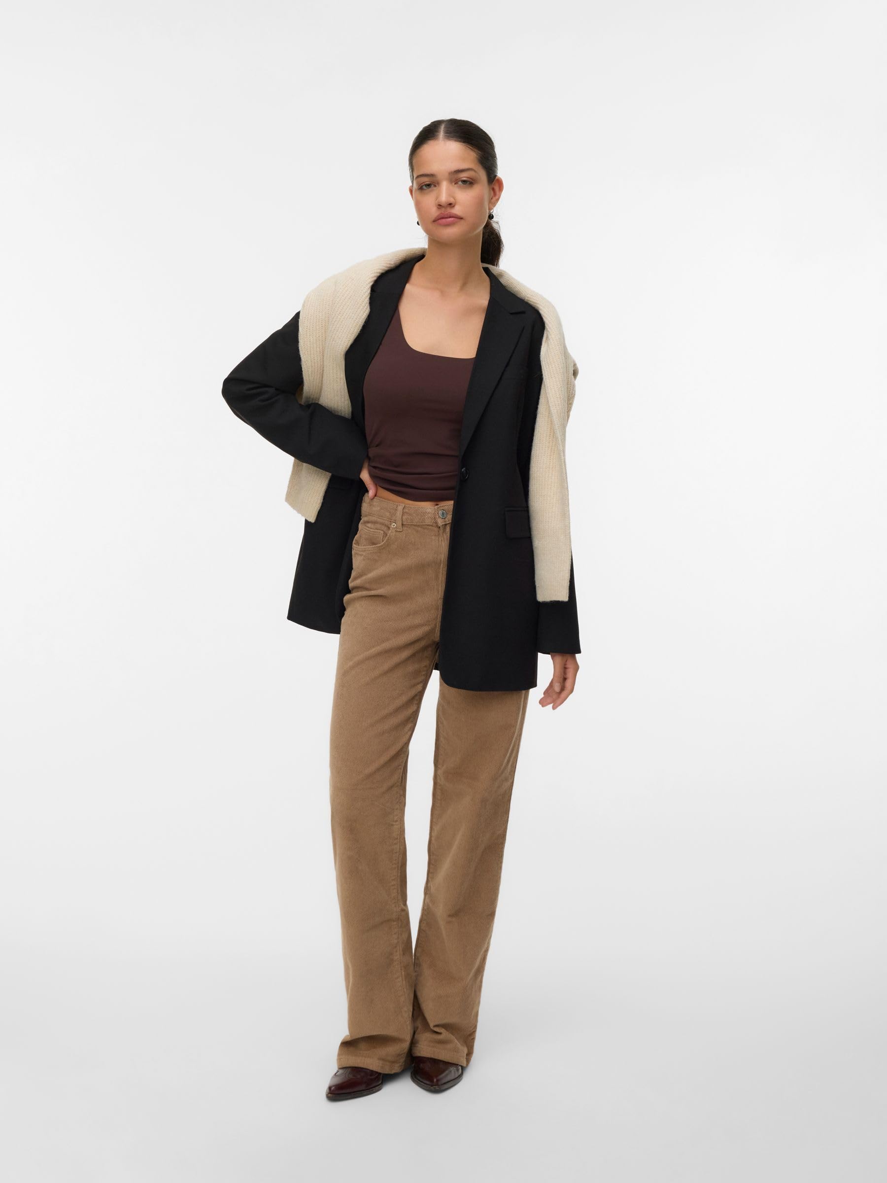 VERO MODA Female Hose mit weitem Beinschnitt VMTESSA Hohe Taille Weit geschnitten CordJeans