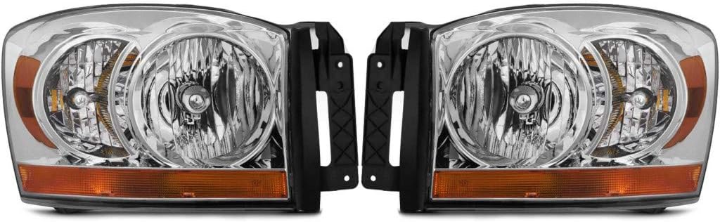 KarParts360 For Dodge Ram 3500 Headlight Assembly 2006 Driver and Passenger Side Pair w/Bulbs CAPA Certified Replacement For CH2518114
