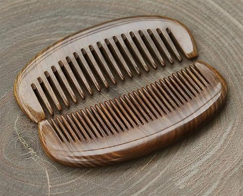 Miniatura 23 de Peine para el cabello Peine de dientes anchos de madera para cabello rizado desenredante Peine de sándalo verde C: peine de dientes anchos