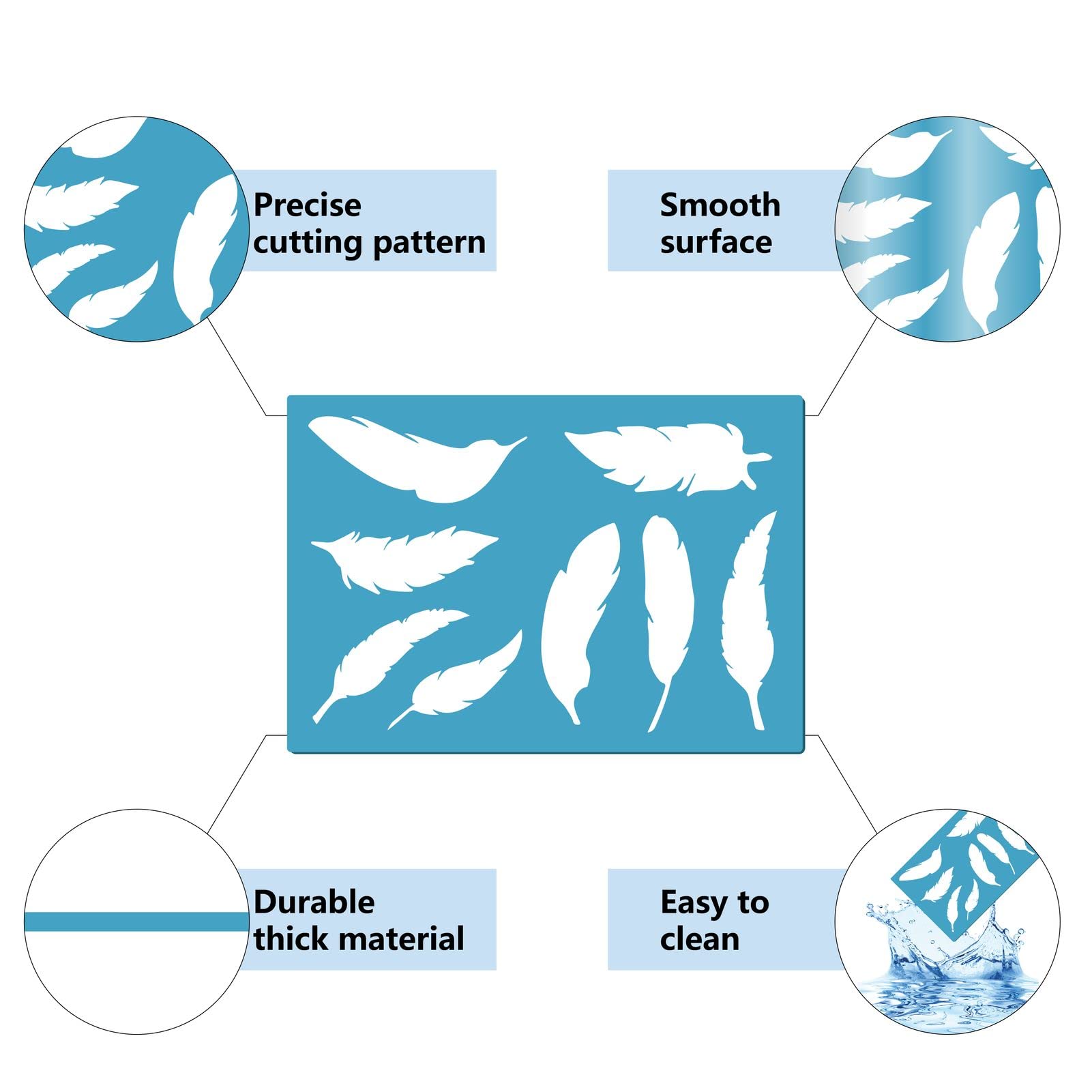 GORGECRAFT 2 Styles Jewelry Shape Template Reusable Earrings Making Plastic Feather Cutouts Cutting Stencil Lapidary Templates for Cabochons Bracelets Earrings Making Jewelry DIY Crafts 5x3.5 inch - Image 4