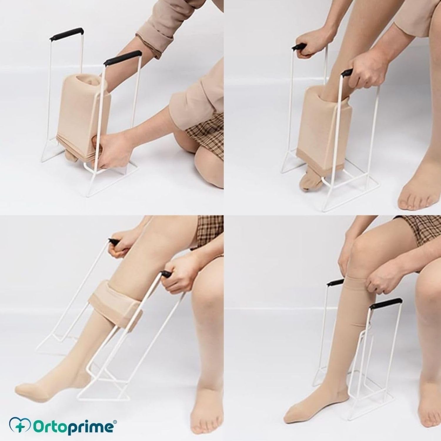 OrtoPrime Infila calze in acciaio – Infila calze per anziani facile da usare – Infila calze elastiche compressive per anziani – Attrezzo pratico per metti calze in autonomia