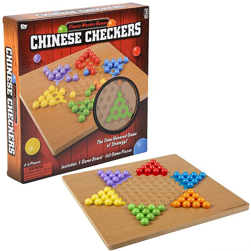 Classic Wooden Board Games, Great for Prizes, 10" (10" Wooden Chinese Checkers)