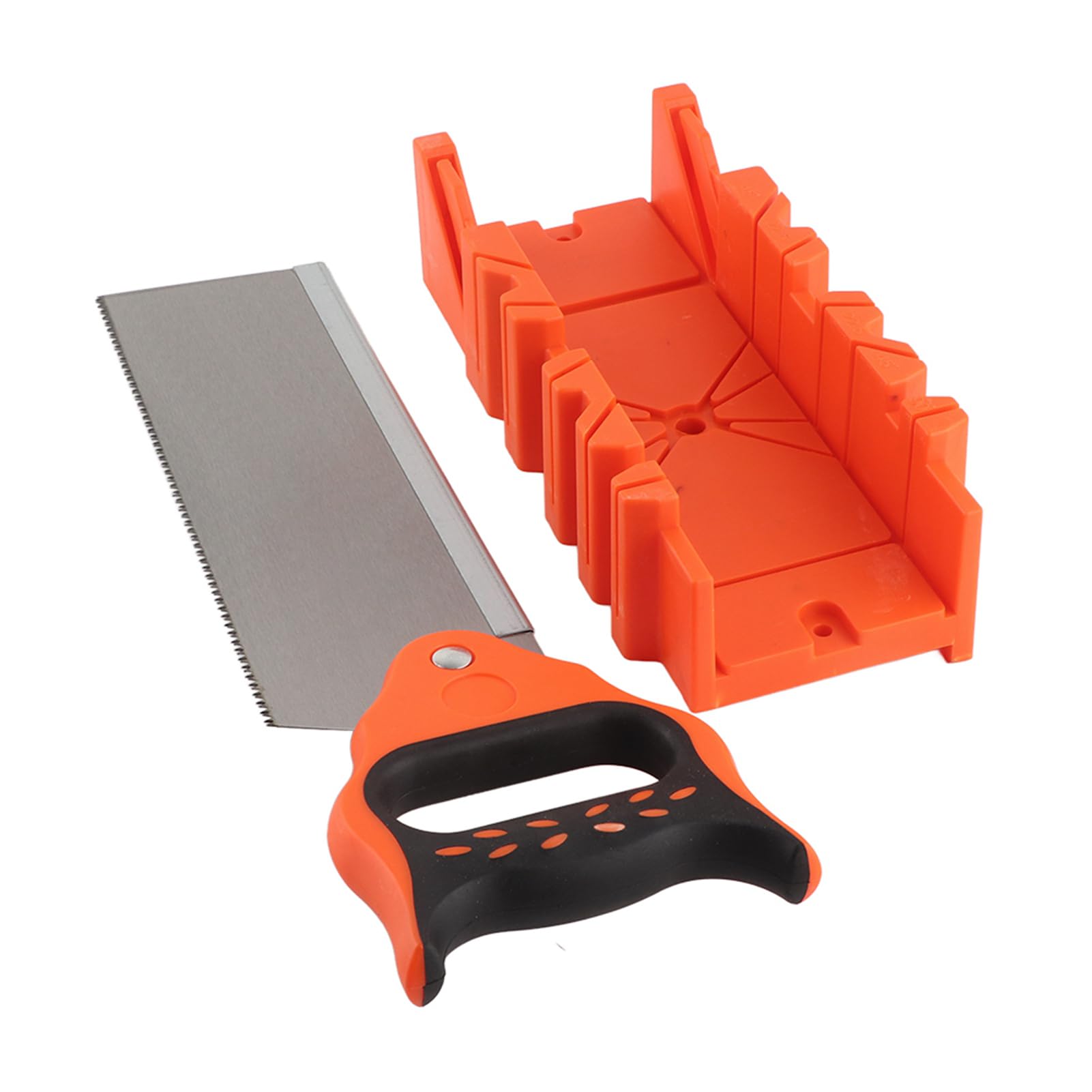Caja de Ingletes de Sujeción de Múltiples ángulos de 12 Pulgadas con Sierra Trasera de 14 Pulgadas, para Cortar Diferentes Materiales en ángulos de 90°, 45° y 22,5°, Incluye