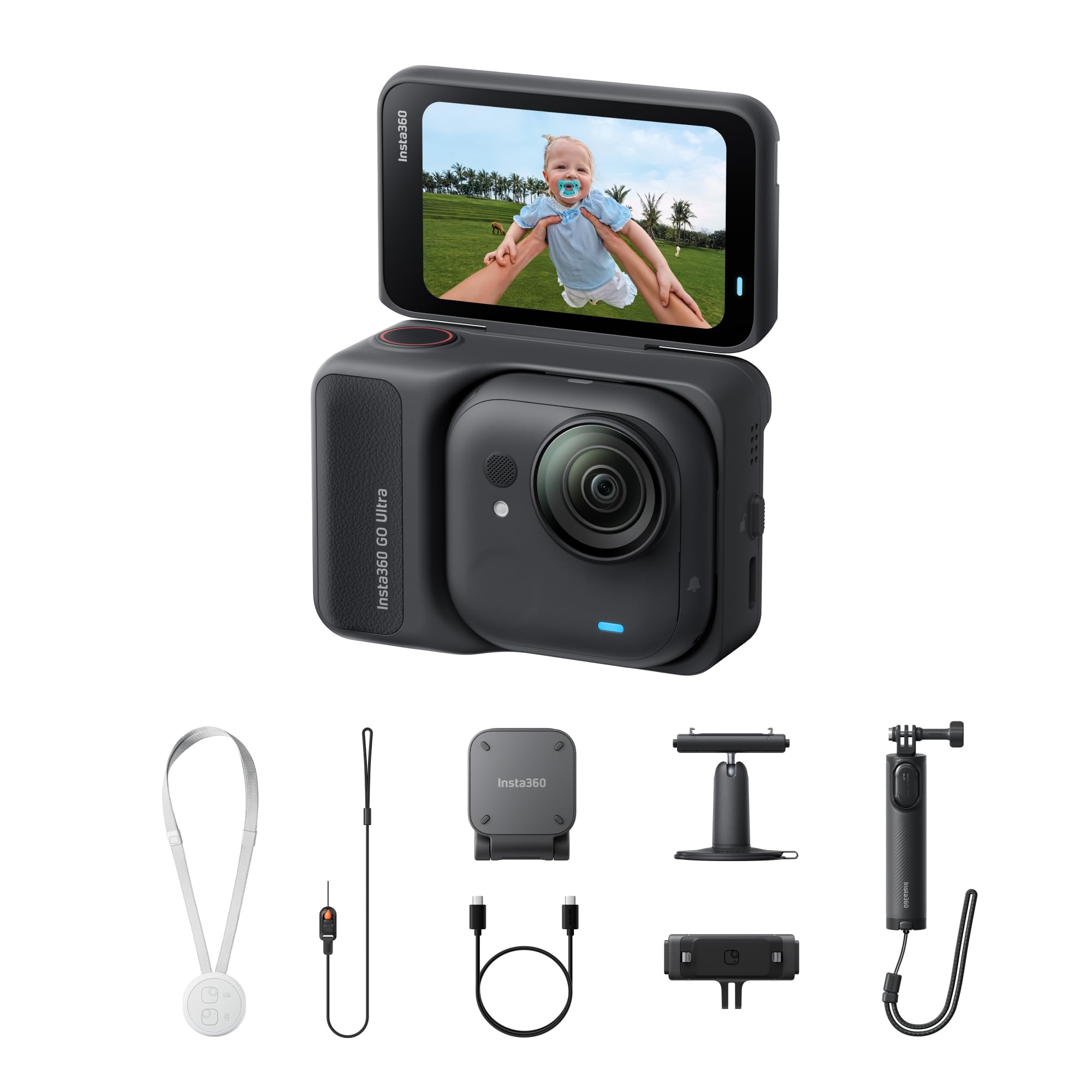 Insta360 GO Ultra Midnight Black Creator Bundle inc Mini 2-in-1 Tripod 2.0, Quick Release Mount & Pivot Stand