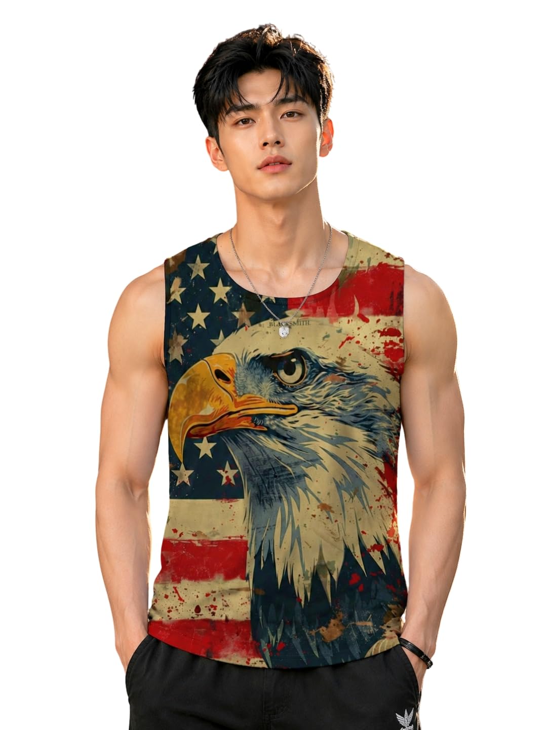 blacksmith Liberty Eagle Printed Sleeeveless Sando Tank top Gym & Street wear for Men-picture-47