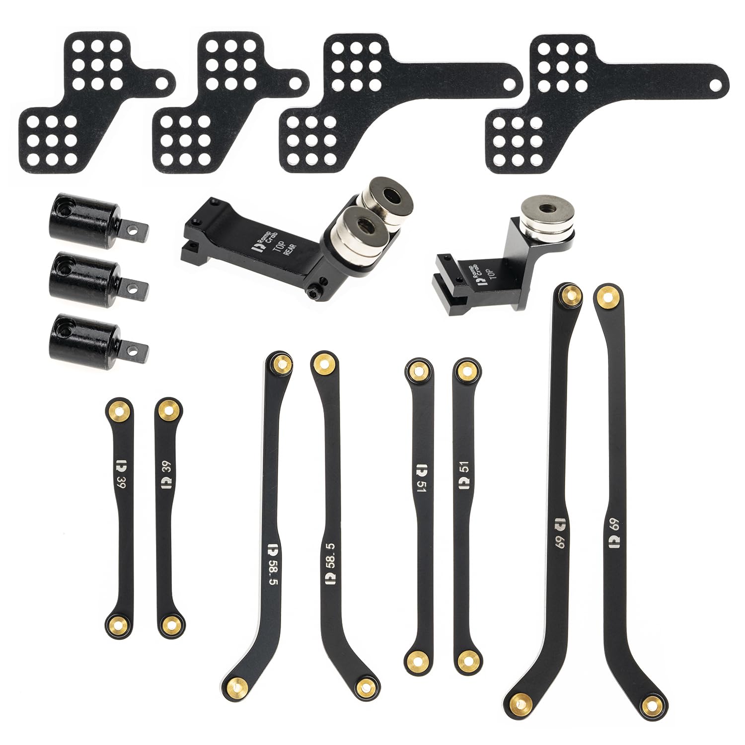 RampCrab High Clearance 4 Links Set per AX24, Estendere Anteriore 6mm, Posteriore Estendere 18, Acciaio Inox Links Set, Parti di Aggiornamento per AX24 XC-1, 1/24 RC Crawler Auto Aggiornamento