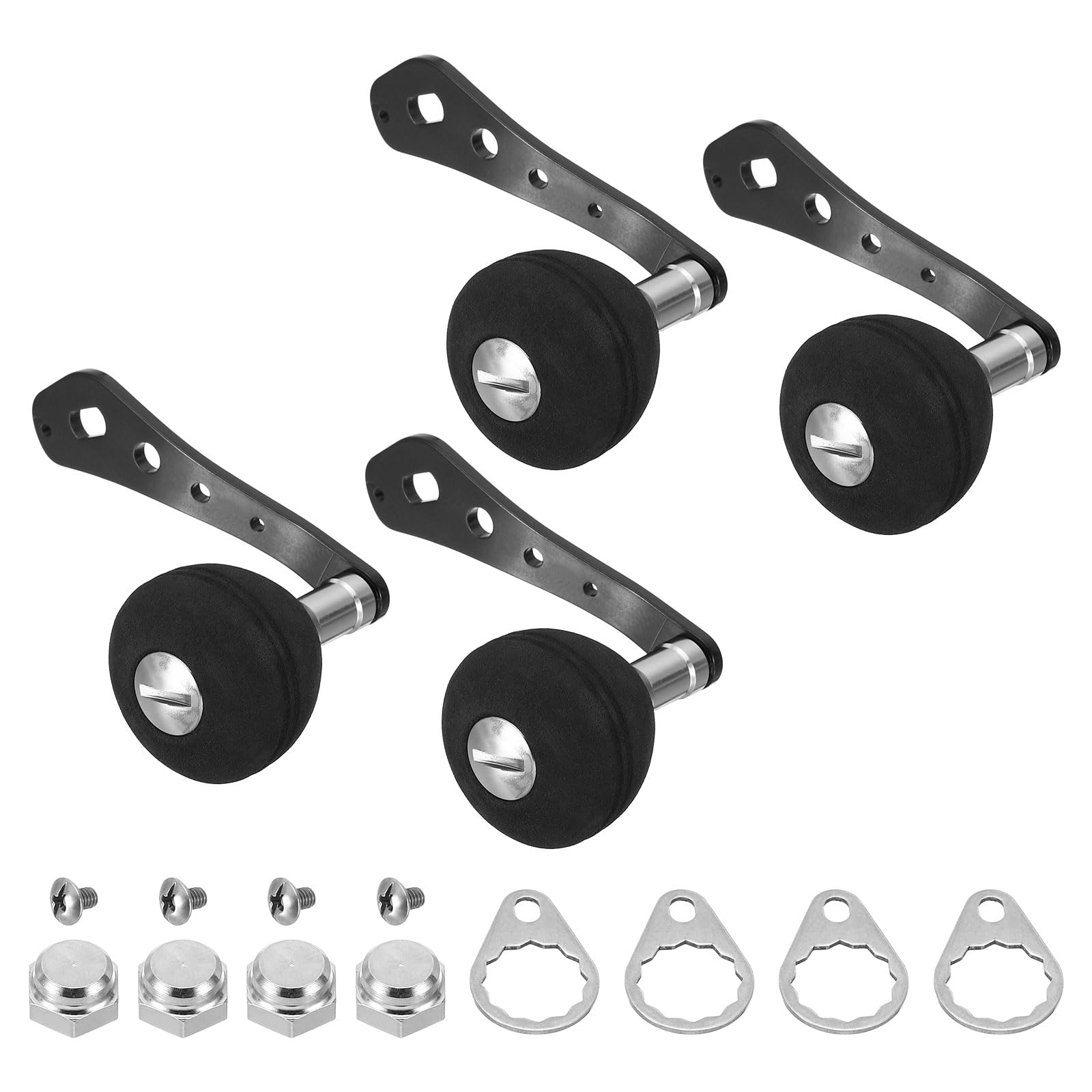 PATIKIL Baitcasting Power Handle, 4 Pack Aluminum Alloy Fishing Reel Handle EVA Knob Grip Replacement Parts for Rocker Arm Accessories, Black