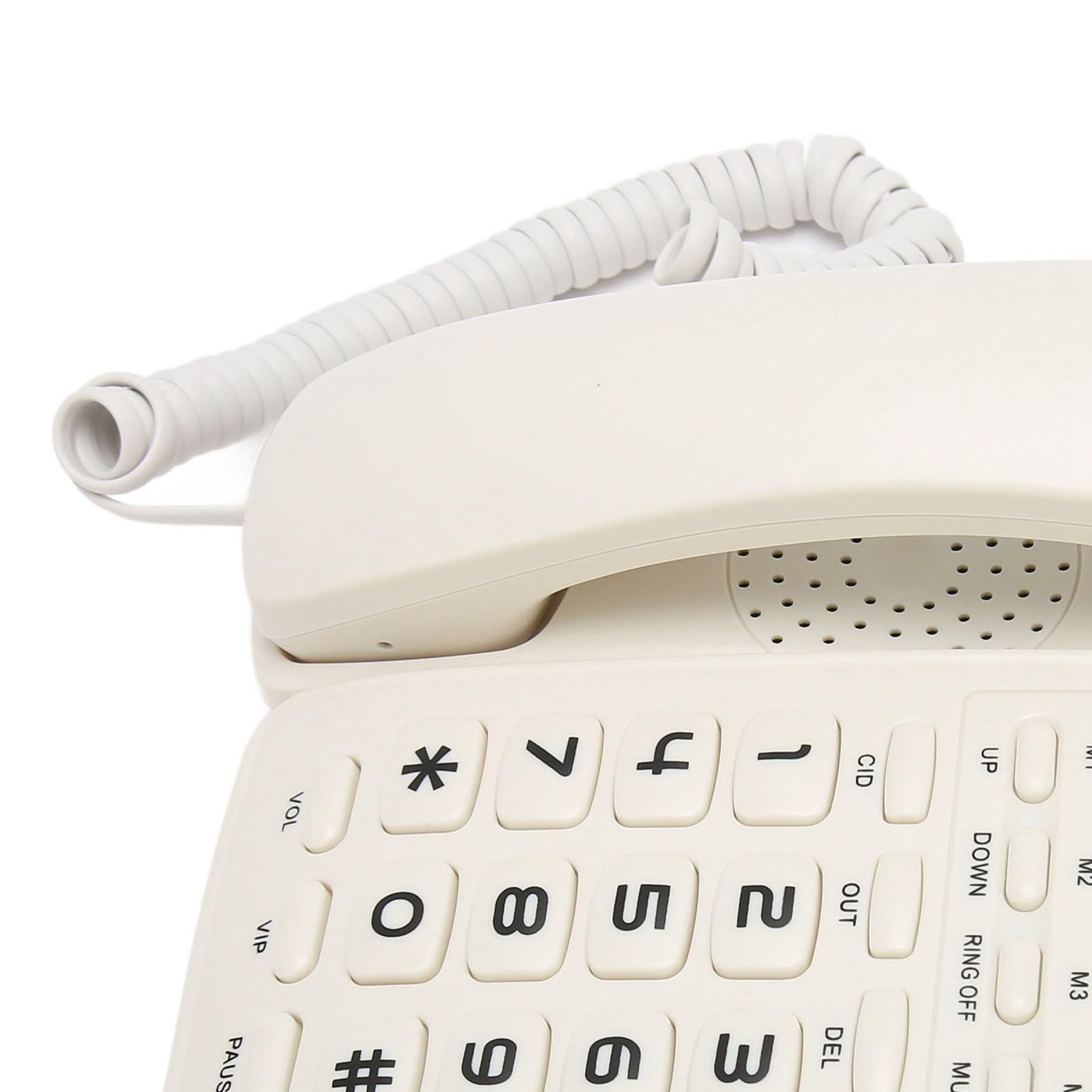 Teléfono con Cable, Teléfono con Cable con Altavoz, Identificador de Llamadas, Llamada en Espera, Teléfono Fijo con Botones Grandes para el Hogar, Oficina, Hotel, Ancianos (Blanco)