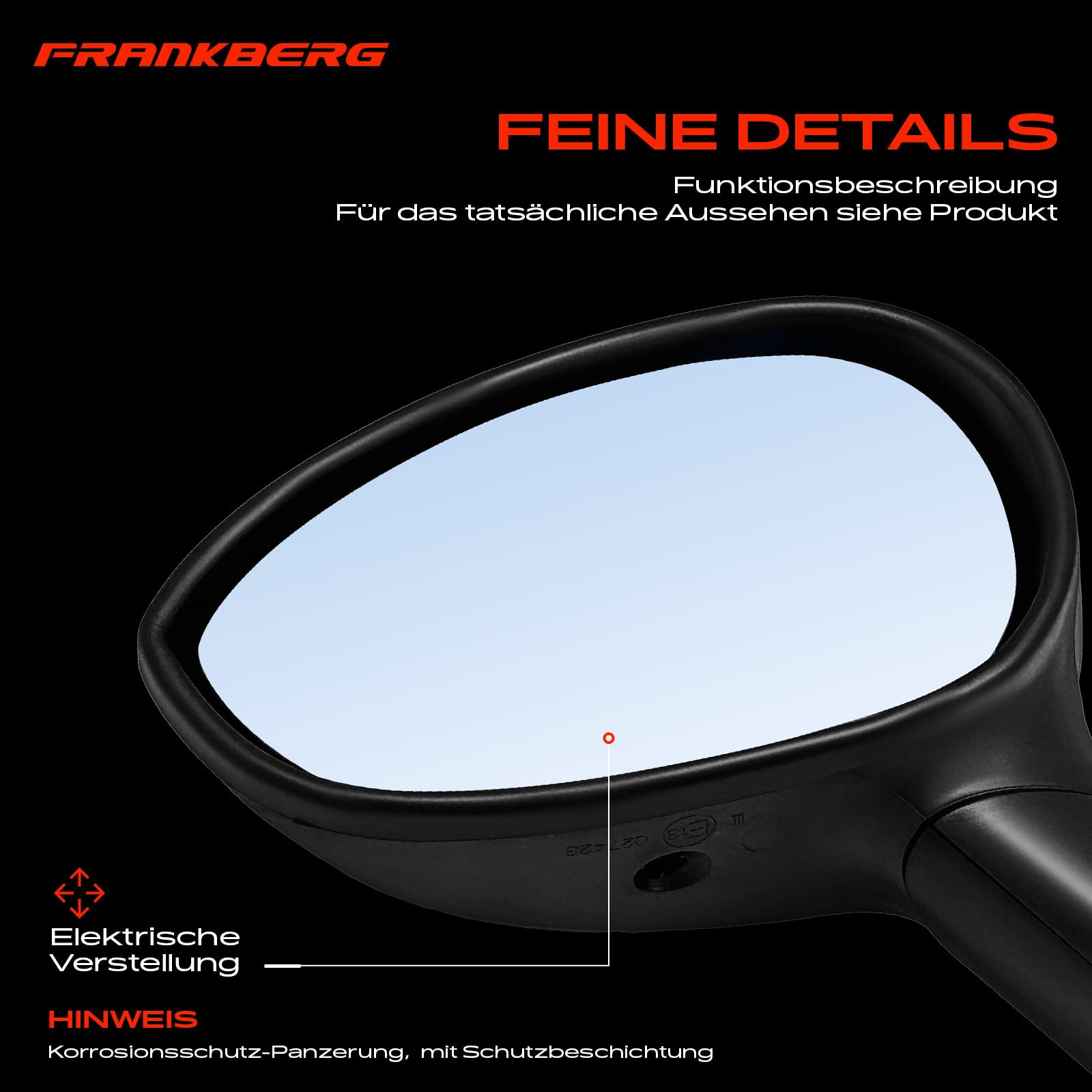Frankberg Specchio Specchietto Retrovisore Elettrico Sinistra 3-Poli Compatibile con 500 312 2007-2023 500 C 312 2009-2023 Replace# 71740496