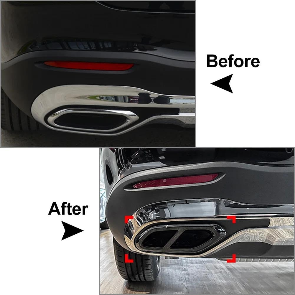 Terminali di scarico Per Mercedes Per Benz Classe GLC X254 2022 + 2 Pezzi Di Scarico Auto Coda Gola Tubo Di Scarico Marmitta Punta Copertura Finiture (Color : Argento)
