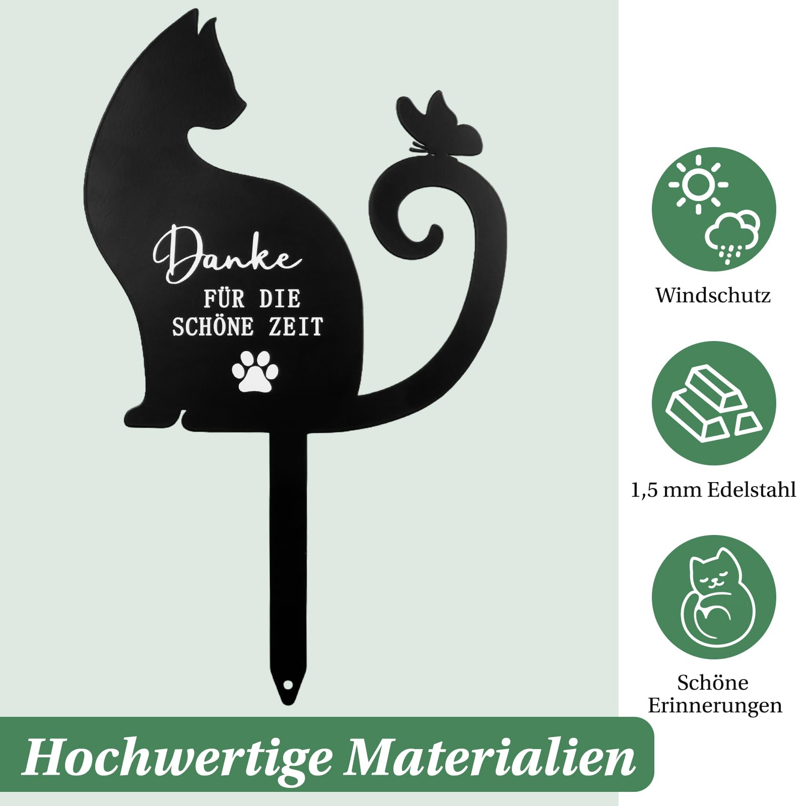 Gedenkstein Katze, Metal Grabplatte mit Gravur Katze Gedenkstein,Grabstein Katze für Draußen,Schwarz ﻿Katzen Grabschmuck aus Edelstahl,für Den Garten Grabdekoration Andenken an Den,für Tierbesitzer