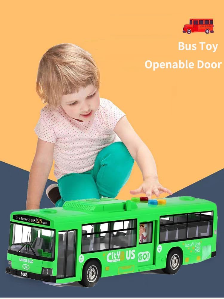 Cemirk Bus Toy for Boys and Girls Ages 1 and Up, with Lights and Sounds, Realistic Tires, Simulated Functional Doors - Image 5