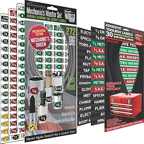 Steellabels Adhesive Toolbox Labels Plus and Master Set of Socket Labels (Green Series) … Cover