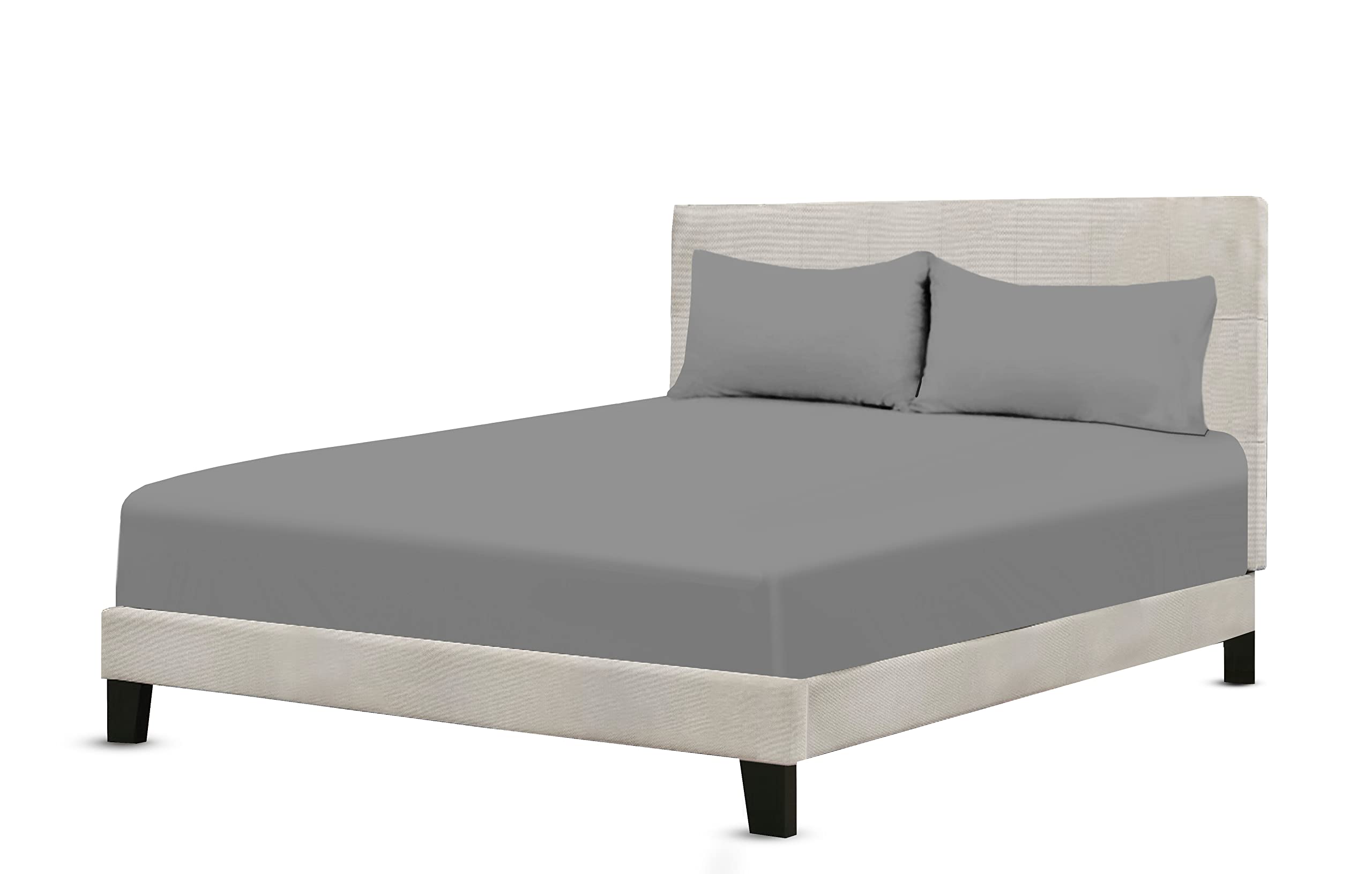 A ATH COLLECTION 500 Thread Count Egyptian Cotton Fitted Sheet 28 CM/11 Inch Extra Deep Pocket, Hotel Quality Cotton Soft, Fade & Wrinkle Resistant Fitted Bed Sheets (Double, Grey)