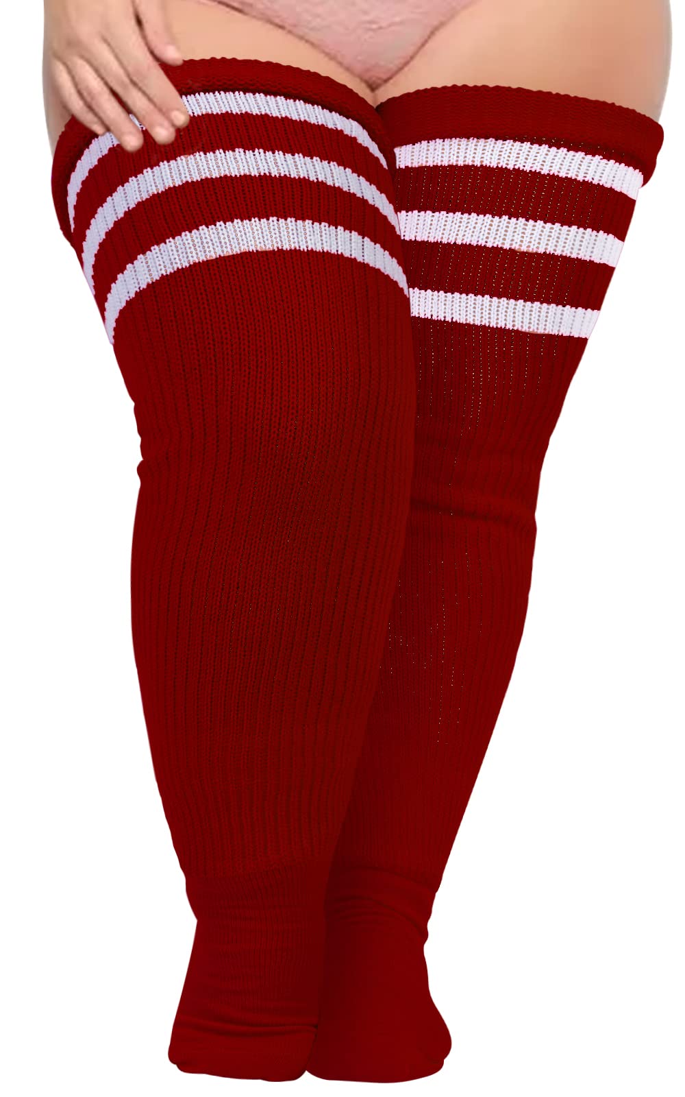 Moon Wood Plus Size Thick Thigh High Socks for Thick Thighs- Extra Long Striped Over the Knee Halloween Socks Leg Warmers