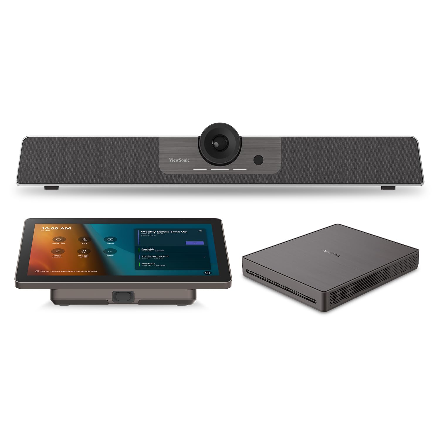 ViewSonic TeamJoin TRS10-UB for Microsoft Teams Rooms Includes MPC310-W31-TU Computing Engine Mini-PC, MRC1010-TN 10-inch Touch Console, and UMB202 3-in-1 4K UHD Video Conference Camera
