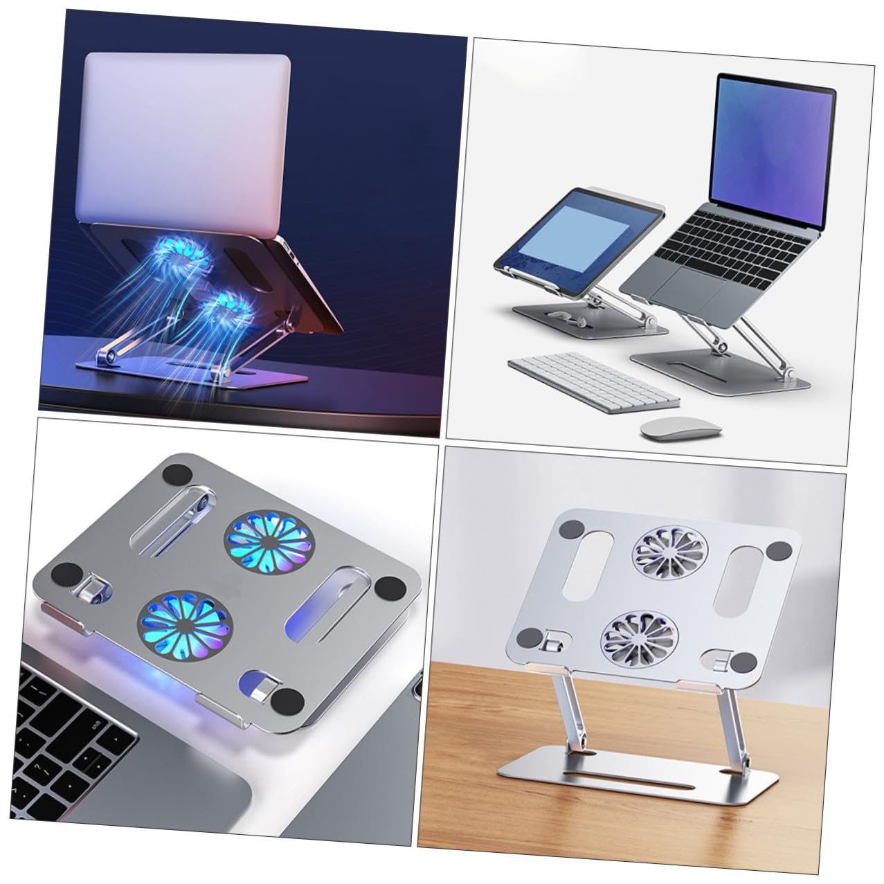 UKCOCO Supporto Raffreddamento Laptop con Doppia Regolabile Alluminio Base Ventilata per Tablet e Notebook Struttura e Angolo Elevabile