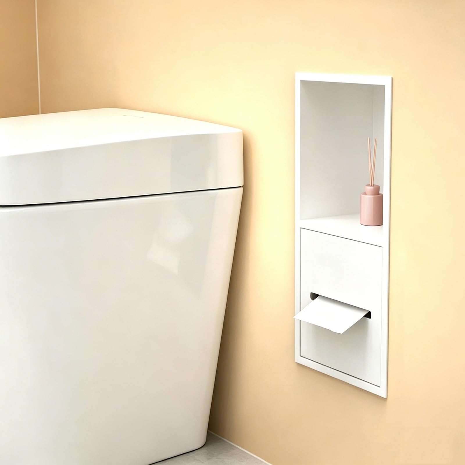 Generico Nicchia a Incasso in Acciaio Inox per Bagno, mensola a Incasso per Carta igienica o Doccia, Non necessita di Installazione di Piastrelle per Cucina, Hotel, sogg
