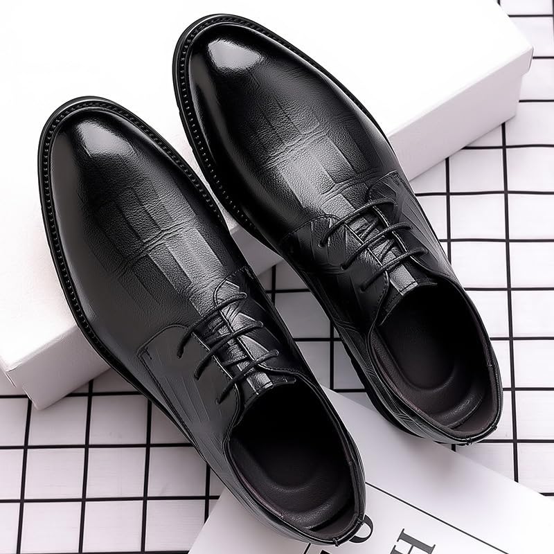 Men Irregular Checkered Formal Shoes Faux Leather Casual Breathable Slip Resistant Low Top Rubber Sole Non Slip Tuxedo Fashion Lace Up2