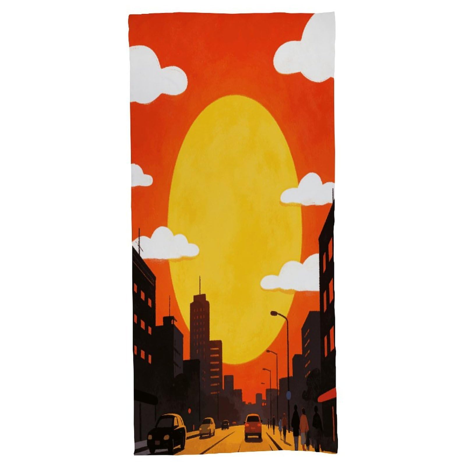 Fodpand Style Sunset Bath Towel, Highly Absorbent & Quick Drying Beach Towel, Compact & Lightweight Pool Towel For Bathroom, Beach, Pool, Gym, Spa, And Hotel Use