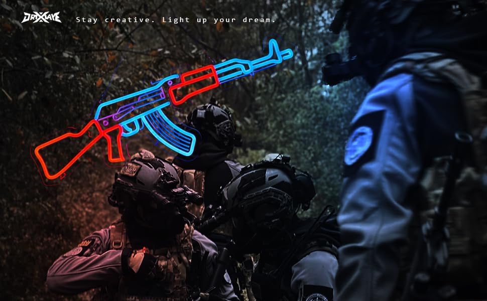 Gun Neon Sign AK 47 Sign for Wall Decor Large Size(26.5x8.7 Inch) Smart plug timer compatible USB Powered Man Cave Bedroom Decor - Image 8