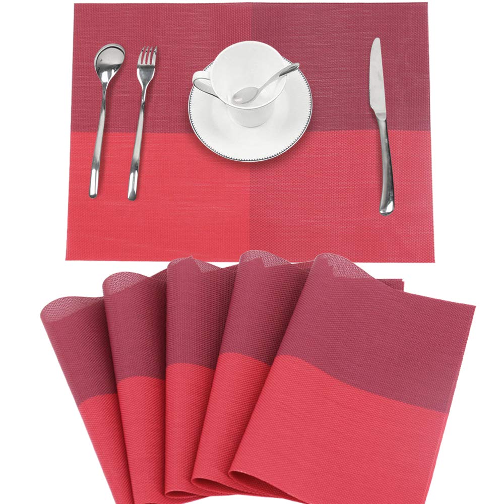 Time to Sparkle Set of 6 Vinyl Woven Placemats Red — image 1