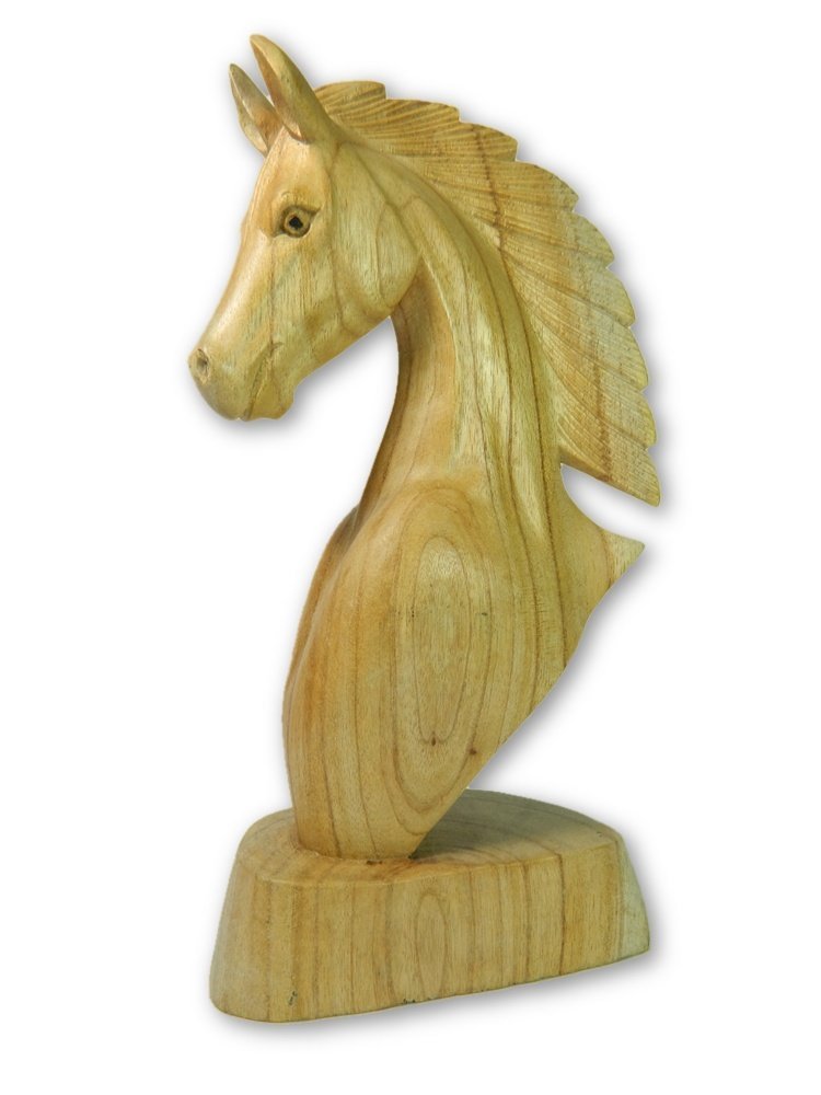 Thai Gifts Hand Carved Wooden Horse Head 30cm